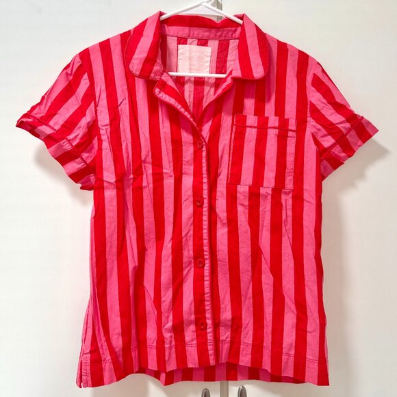 ban.do short-sleeve button-down pajama shirt, pink striped, Small - Picture 2 of 4